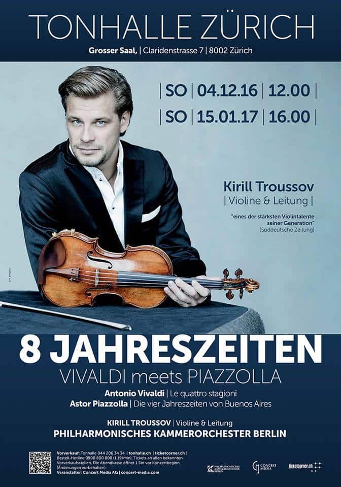 «8 времен года». Скрипач Кирилл Трусов в Тонхалле Цюриха