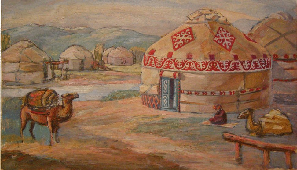 Павел Зальцман. «Юрта. Эскиз к кинофильму «Поэма о любви», 1953. (http://pavelzaltsman.org)