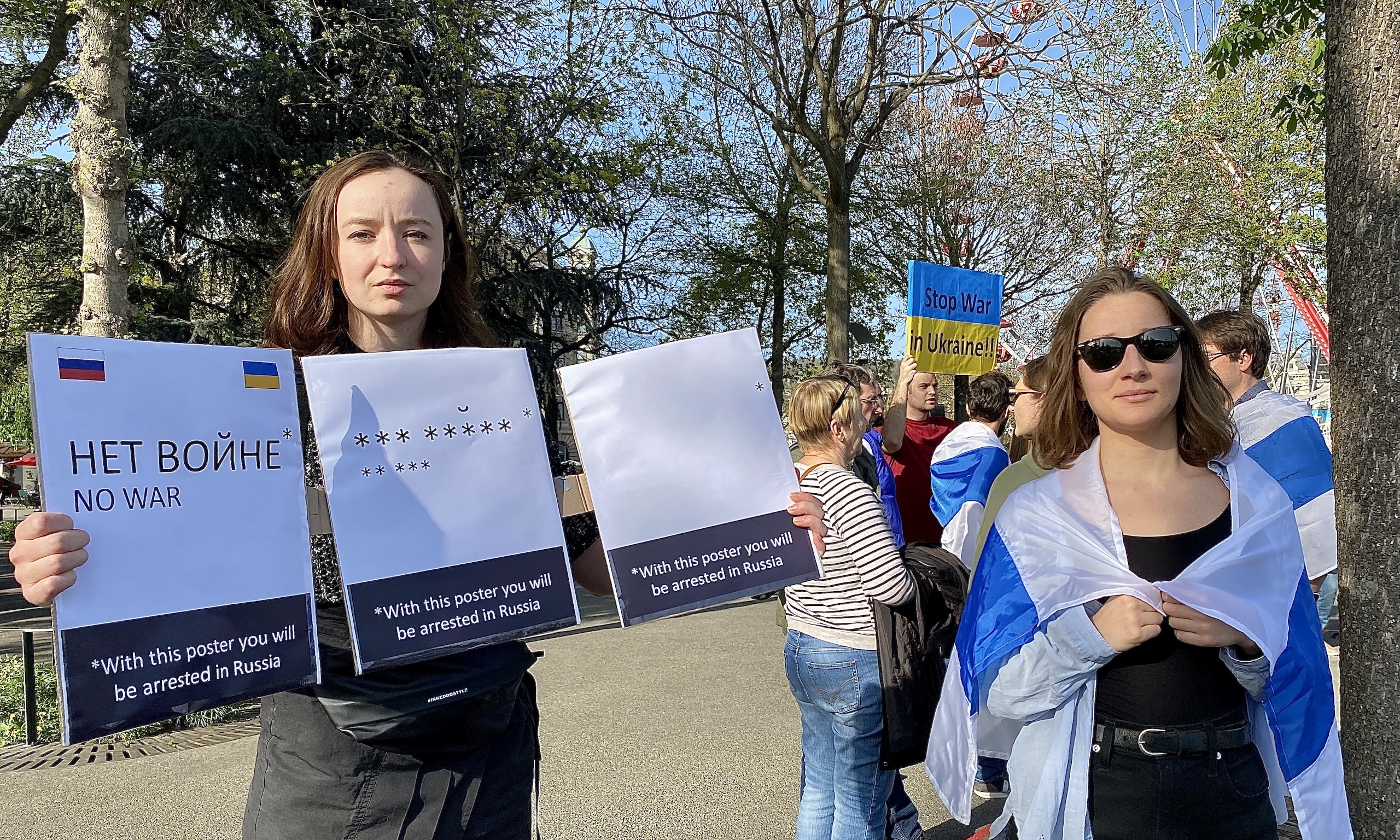 Цензура вводилась в России не в один день. Антивоенный митинг в Цюрихе. 13.04.2022 г. (© forall.swiss)