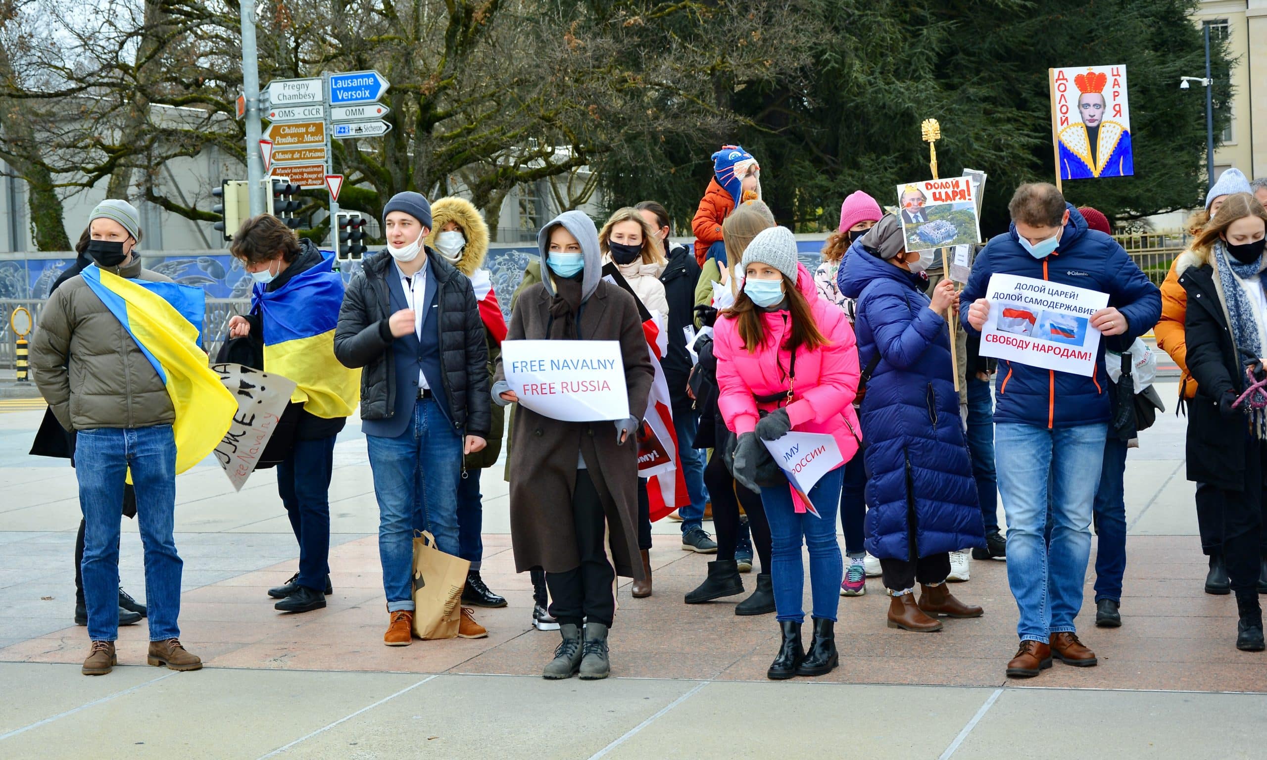 Митинг ««Free Navalny!». Женева, Place Des Nations, 23 января 2021 г. (© forall.swiss)