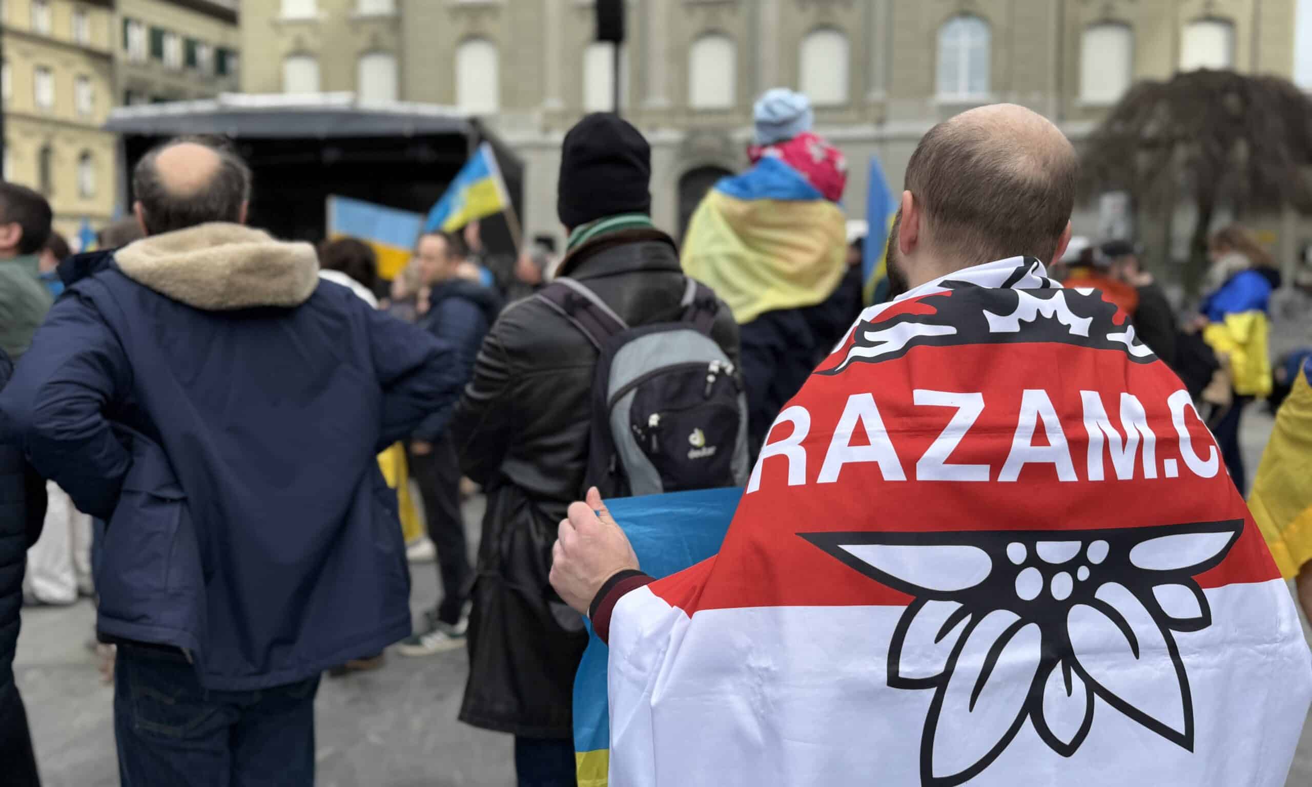 Марш и митинг солидарности с украинцами и Украиной в Берне 22 февраля 2025 г. (© forall.swiss)