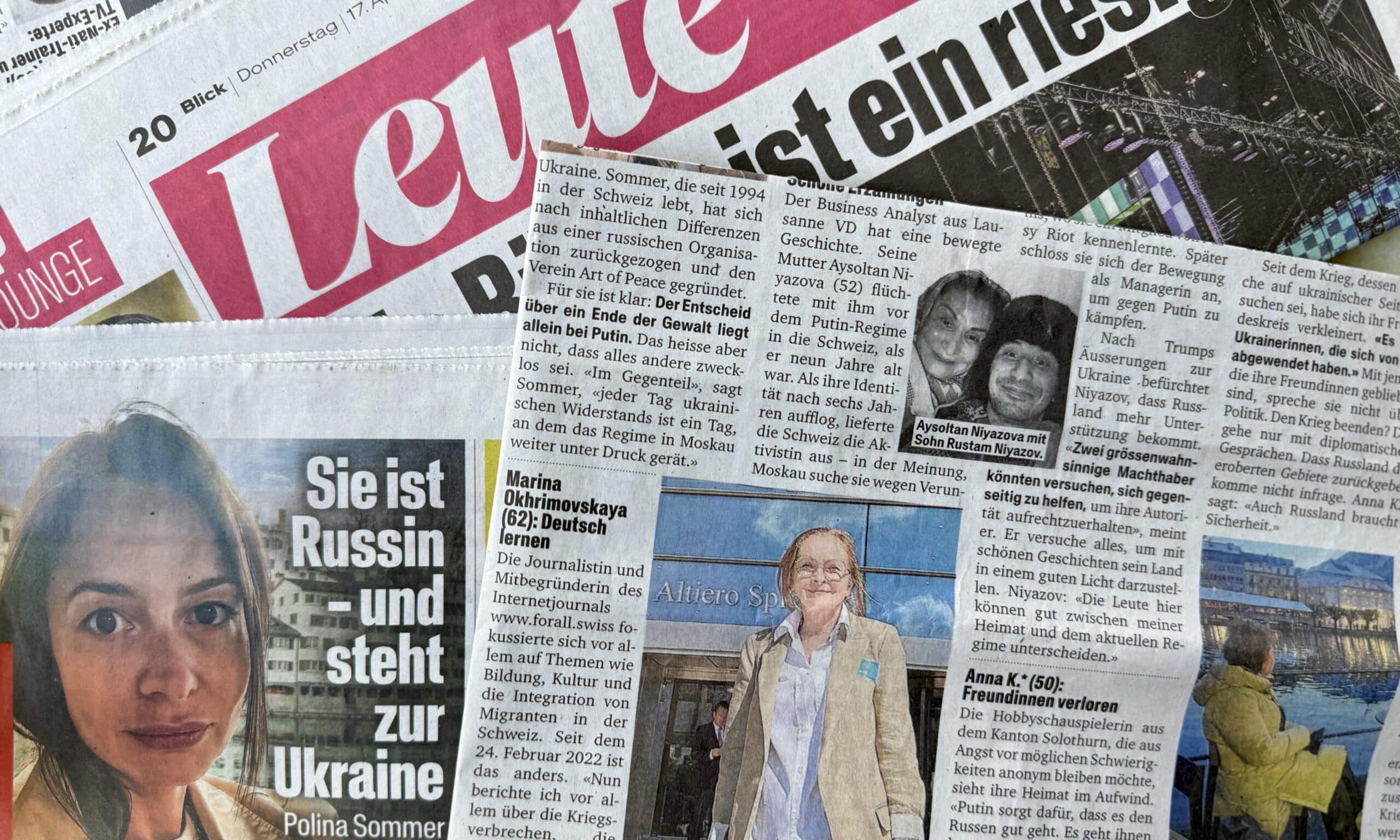 «Она швейцарка с русскими корнями - и солидарна с Украиной». Коллаж (© forall.swiss)