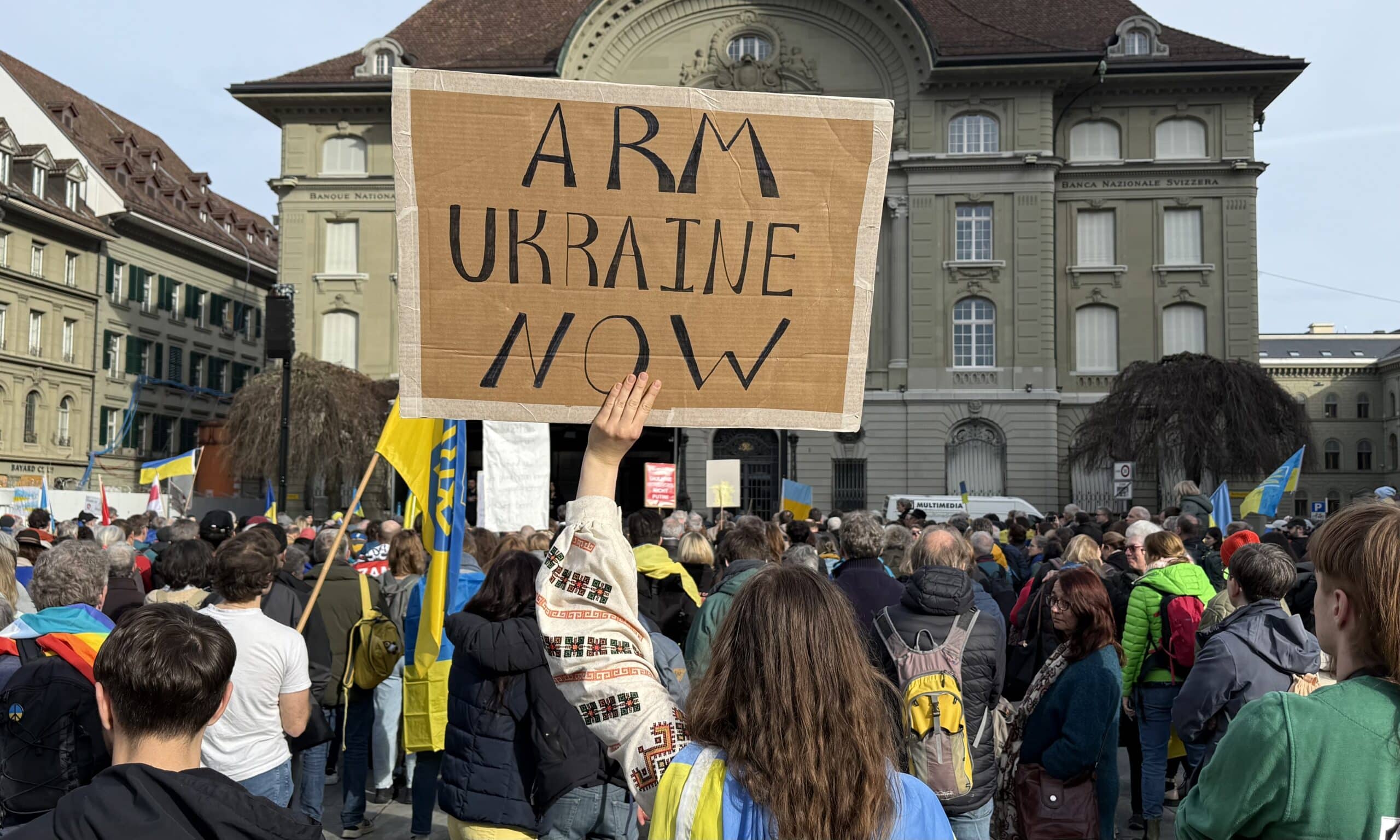 Митинг в Берне в третью годовщину войны России против Украины. 22 февраля 2025 г. (© forall.swiss)