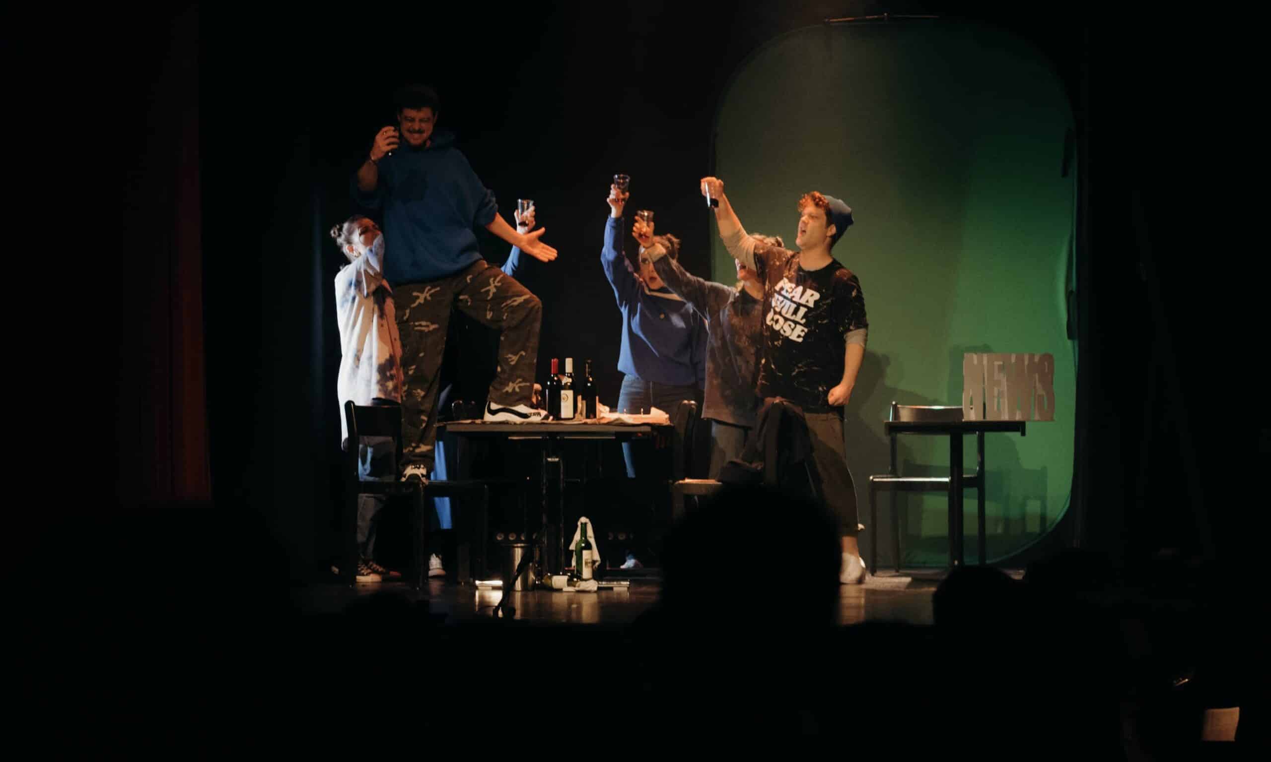 To free up the bottle for a Molotov cocktail, the wine must first be drunk. Volkshaus, Biel, April 2023. (© Maria Tkachuk)