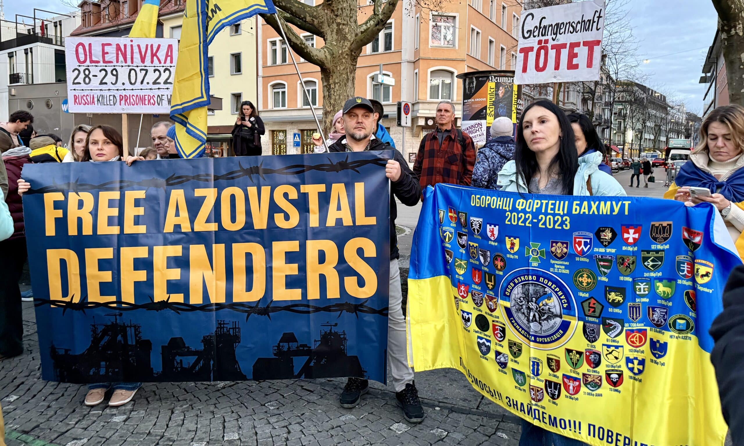 Манифестация и митинг солидарности с украинцами и Украиной. Цюрих, 24 февраля 2026 г. (© forall.swiss)